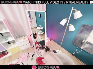 Breasty lustful angel Rebecca Nikson drilled her lover,in VR.
