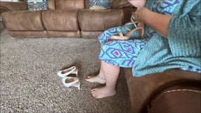 Deb Tries on Her New Beige Chinese Laundry Taryn High Heel Sandals For the First Time & Fucks Hubby in Them 2