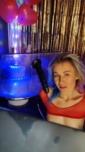 BLACK DILDO blowjob COW heels oil squirt Fishnet tights