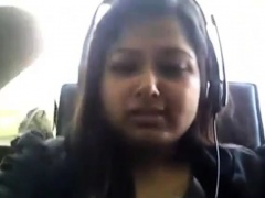 Bored Desi chubby on webcam plays with her boobie