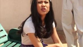 Insatiable Asian Coed Kelly Takes Two Throbbing Cocks Deep