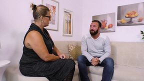 BBW beauty in stockings and heels gets fucked and creamed over her melons