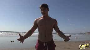 Kristian showing off his sexy body at the beach