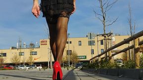 Short trip with stockings and short mini