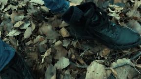 Twink Barefoot Jerking in the Park - Cumshot on Shoe and Foot
