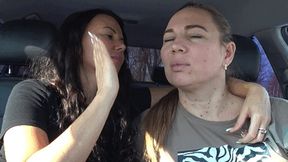 hug with left hand and slap with right hand a