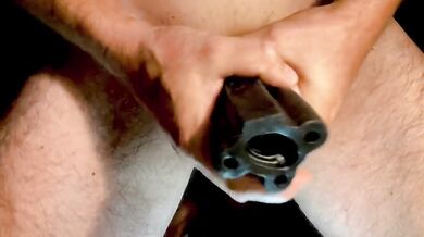 Close-up. Kiiroo sleeve masturbation.