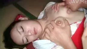Horny and pleasing japanese cutie is masturbating her cave