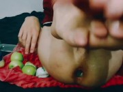 Apple In a filthy sock BREAKS my ass, massive Prolapse, Huge Rosebud Play