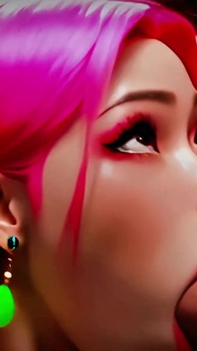 Asian - Thick Koreans - Titfuck & Blowjob Interracial Fucking - Animated Porn