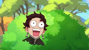 Kanroji Mitsuri in boat and fucked by a plunger with a dildo (Tanjiro and Zenitsu are watching this) Demon Slayer hentai anime