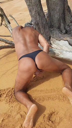 Sissy ladysilva on the beach in sexy panties