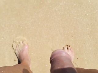 Exhibitionist Couple In nature's garb on Charming Public Beach - Gorgeous Cunt & Cock Compilation