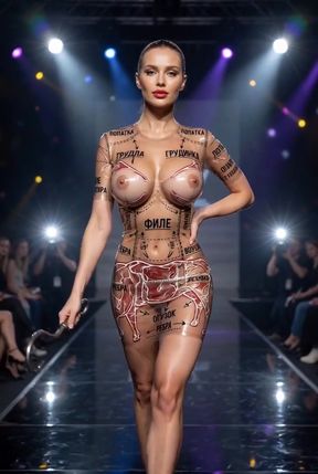 Fashion show model with body paint