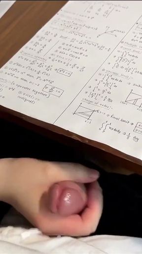 Busty *** Handjob to a Classmate Under the Table at Math Class