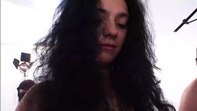 Tiny titted German babe gets rough gangbanged