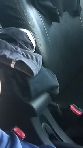 Asian Crossdresser Cum Wearing Blue Satin Gown in Car