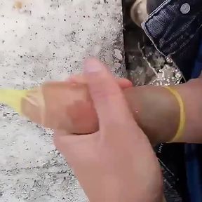 Used Condom Jerk off - Jerking so Fast That I Make Foam of Cum Inside