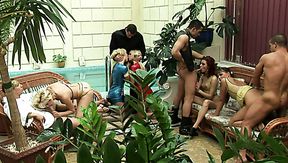 Crowd of insatiable Russian folks set insane group sex orgy in sauna