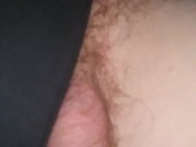 Jacking off in spandex black thong
