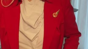 Virgin air hostess gives a 1st class blowjob