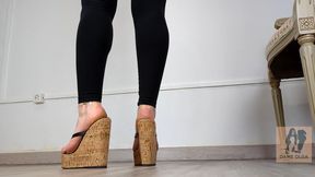 (649) Shoe Collection: Barefoot in Platform Toe-Thong Wedges - Dame Olga (720p)
