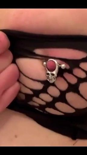 Goth Girl Style Dress and Piercings Nipples on My Big Boobs