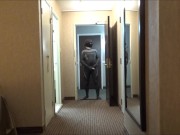 quick wetsuited cum at hotel room door