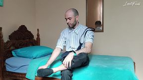 hairy businessman striptease: fingering big ass, jerking off and cumming by louiferdi