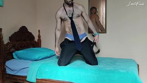 hairy businessman striptease: fingering big ass, jerking off and cumming by louiferdi