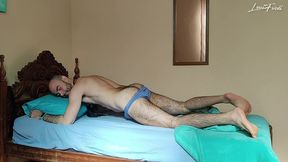 hairy businessman striptease: fingering big ass, jerking off and cumming by louiferdi