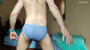 hairy businessman striptease: fingering big ass, jerking off and cumming by louiferdi
