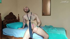 hairy businessman striptease: fingering big ass, jerking off and cumming by louiferdi