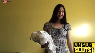UK Sub Sluts #1067 - Dominated British Babe Eats Daddy's Load