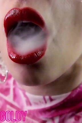 You can not stop masturbating and over my smoking red lips