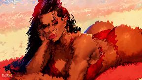 4K 100% Ai Generated 3D Soft Looping Pmv: Dark-skinned Thick Ass Gentle Twerk on Tropical Beach in Sexy Bikinis