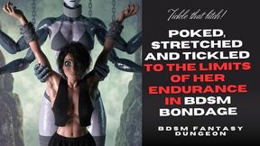 naughty hairy armpit Slave girl is poked and tickled hard in her boobs and belly and pits to the limit of her endurance in BDSM bondage by mechanical mistress