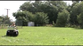 Stunning German babe with glasses rides dick on the quad