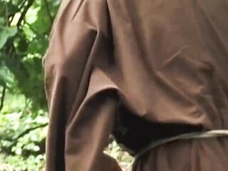 Older mother I'd like to fuck in Monk Robes Sucks Ramrod Blindfolded Outdoors
