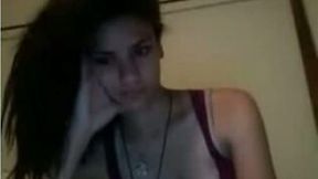 Outrageously hot young brunette on webcam loves small toys