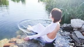 Swimming masturbation in river