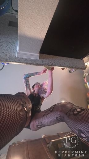 73 Giantess Cooks Stuffed Shells - Tiny Man Tied to My 8 Inch Heel POV