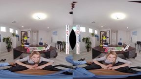 Abby Adams gives a POV blowjob and masturbation with natural tits in stockings
