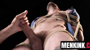 Van Darkholme edges bound Cliff Jensen as Brody Fox teases his cock