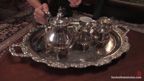 Slave wife entertains the guest