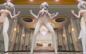 [mmd] Triple Happy Glory Step White Silk *** Student Girl Cheongsam Striptease