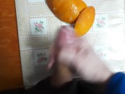 big cock cumshot on orange