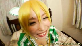 ”Japanese babe in a costume gets her sweet snatch railed”