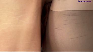 Petite Stacy Fort enjoys a facial after a night of hot sex in pantyhose
