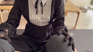 I put on a cute little glove and tedging handjob of his dick a lot🐢